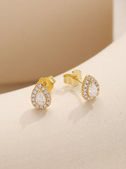 Pear & Round Moissanite Diamond Stud Earrings