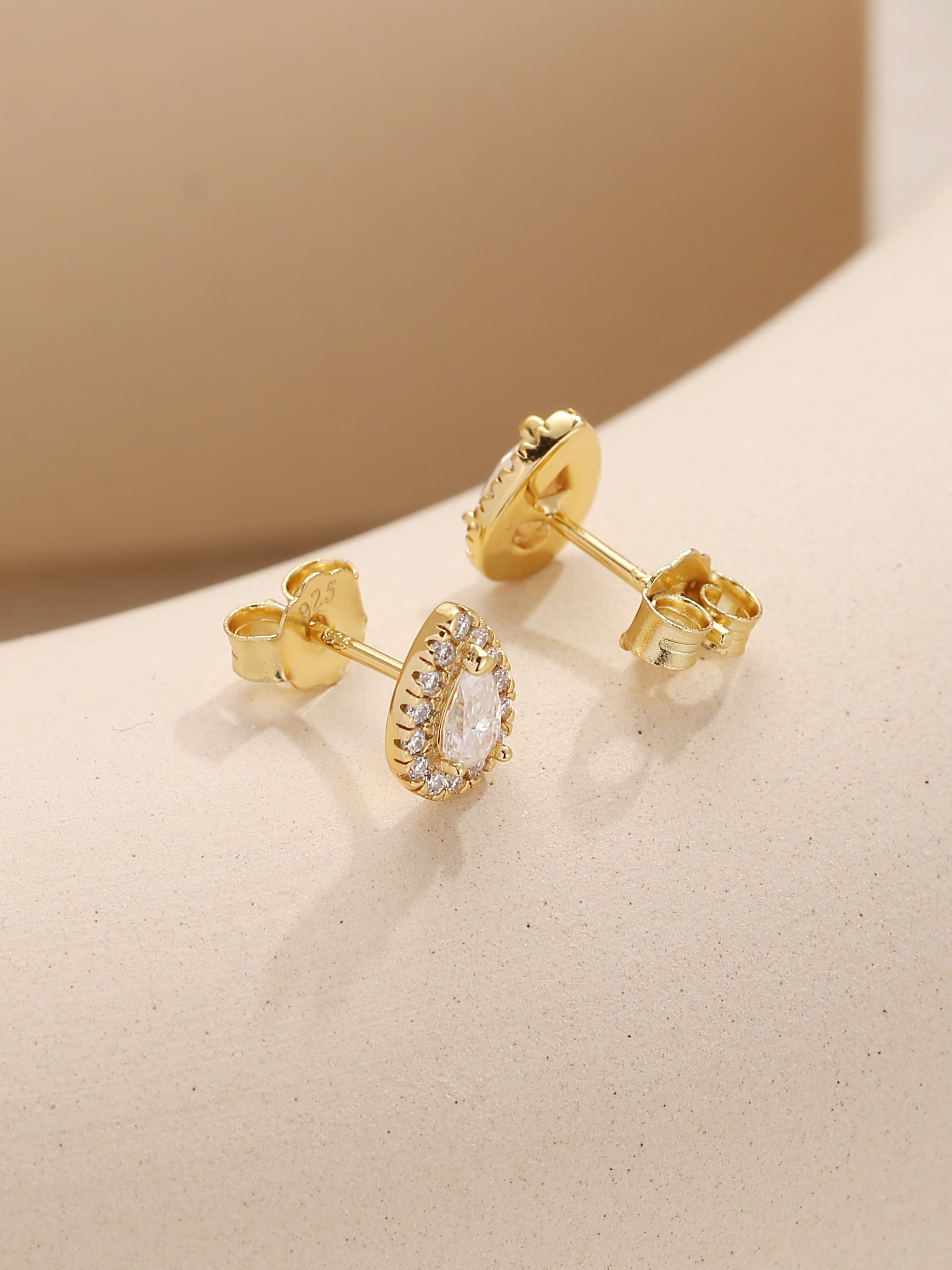 Pear & Round Moissanite Diamond Stud Earrings