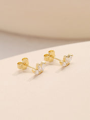 Trio Stone Stud Earrings