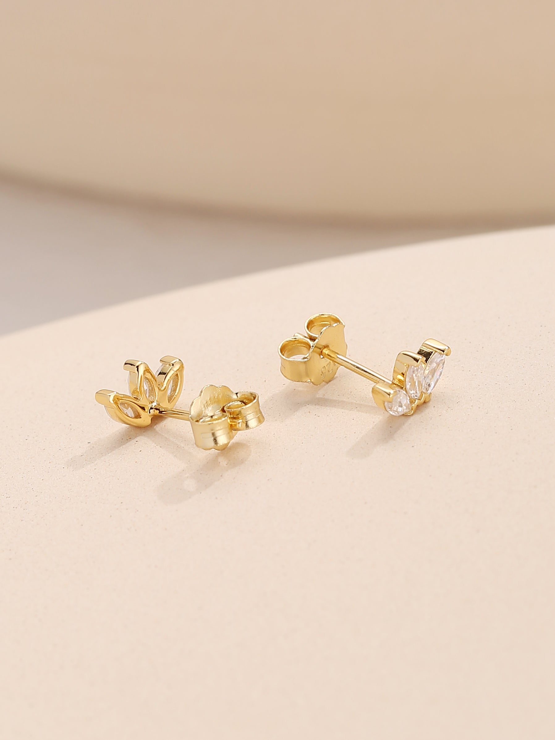 Trio Stone Stud Earrings