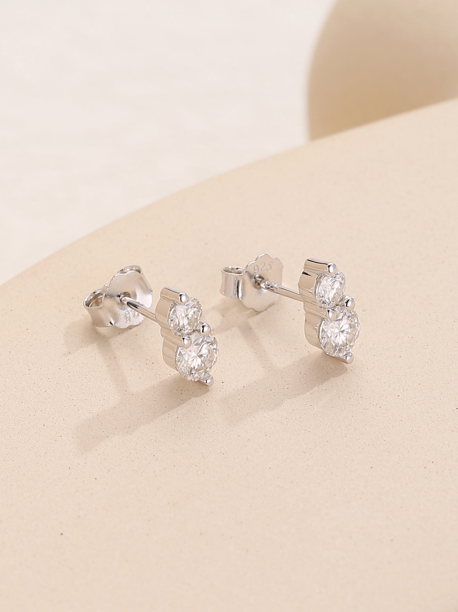 Double Diamond Stud Earrings