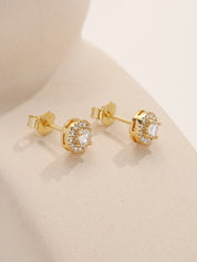 Halo Moissanite Stud Earrings