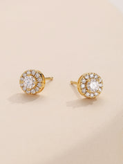 Halo Moissanite Stud Earrings