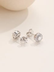 Halo Moissanite Stud Earrings