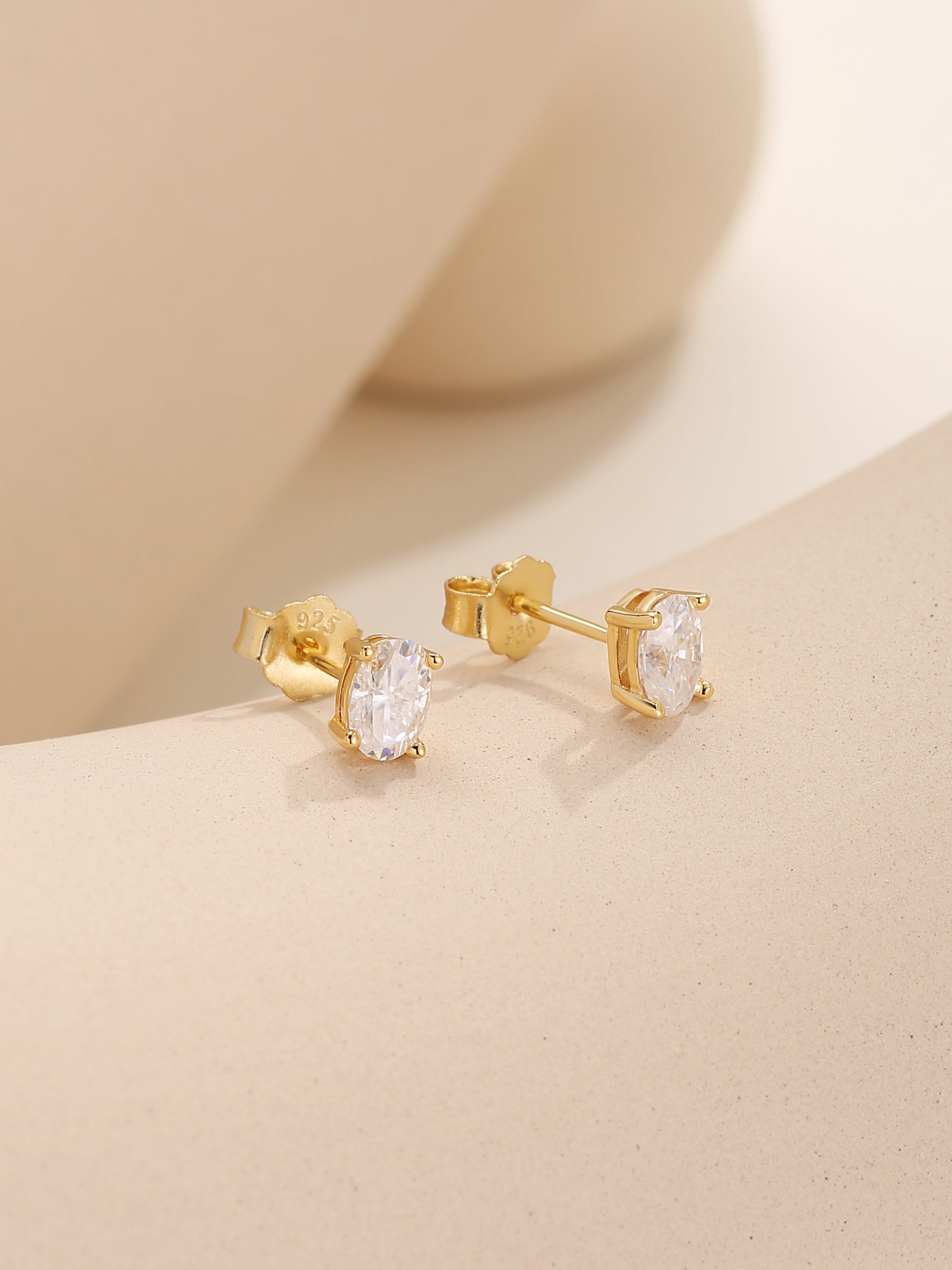 Oval Cut Solitaire Studs Earrings