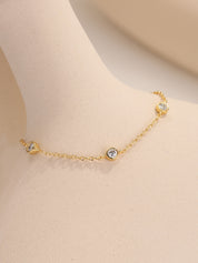 5 Stone Station Link Moissanite Bracelet