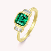 Rex Three Stone Emerald Engagement Ring