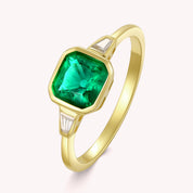 Sol Three Stone Emerald Engagement Ring