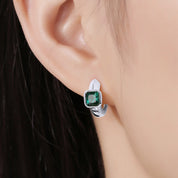 Teo Emerald Hoop Huggie Solitaire Earrings