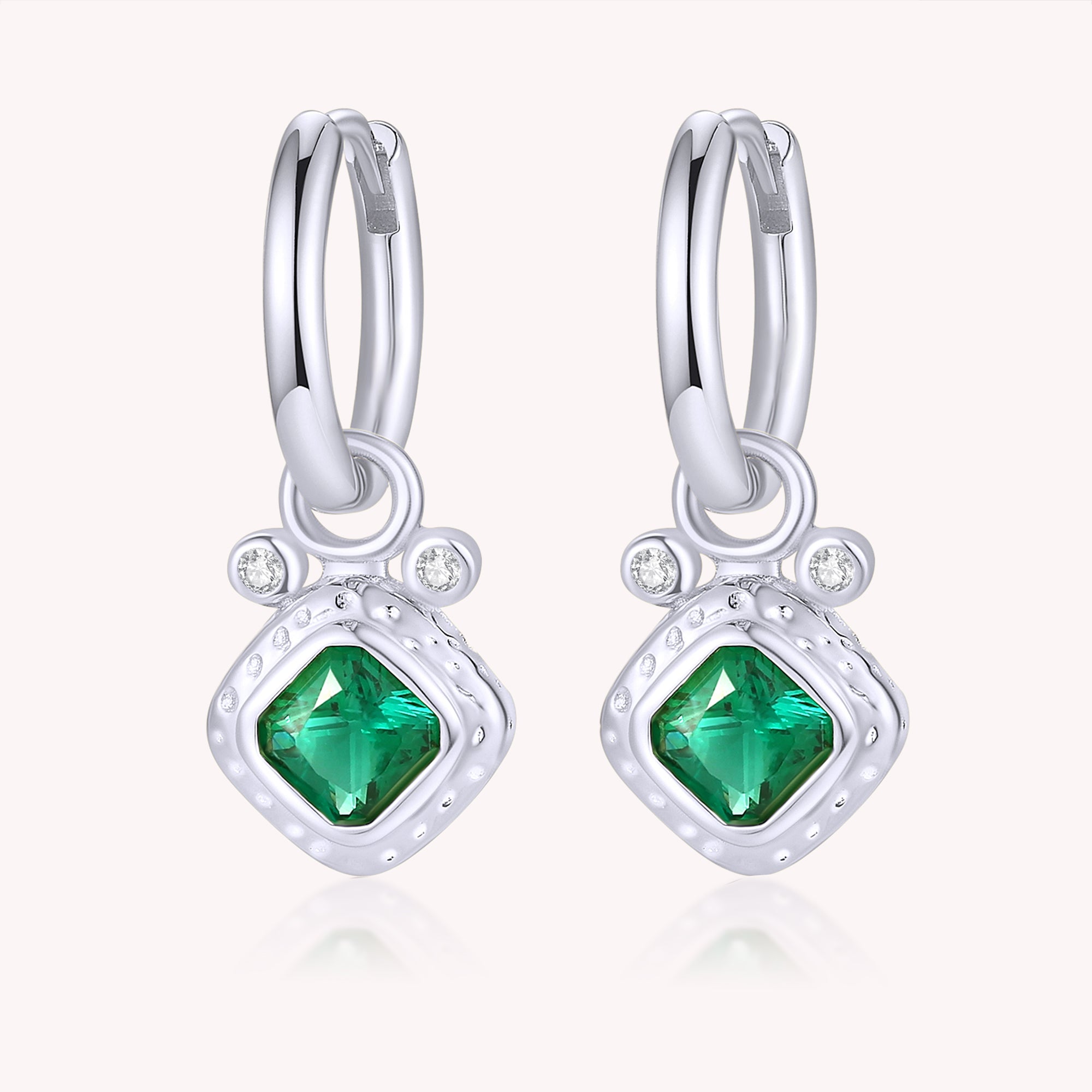 Ash Emerald Solitaire Trendy Hoop Earrings