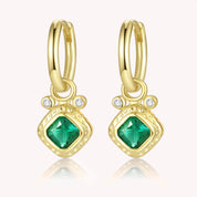 Ash Emerald Solitaire Trendy Hoop Earrings