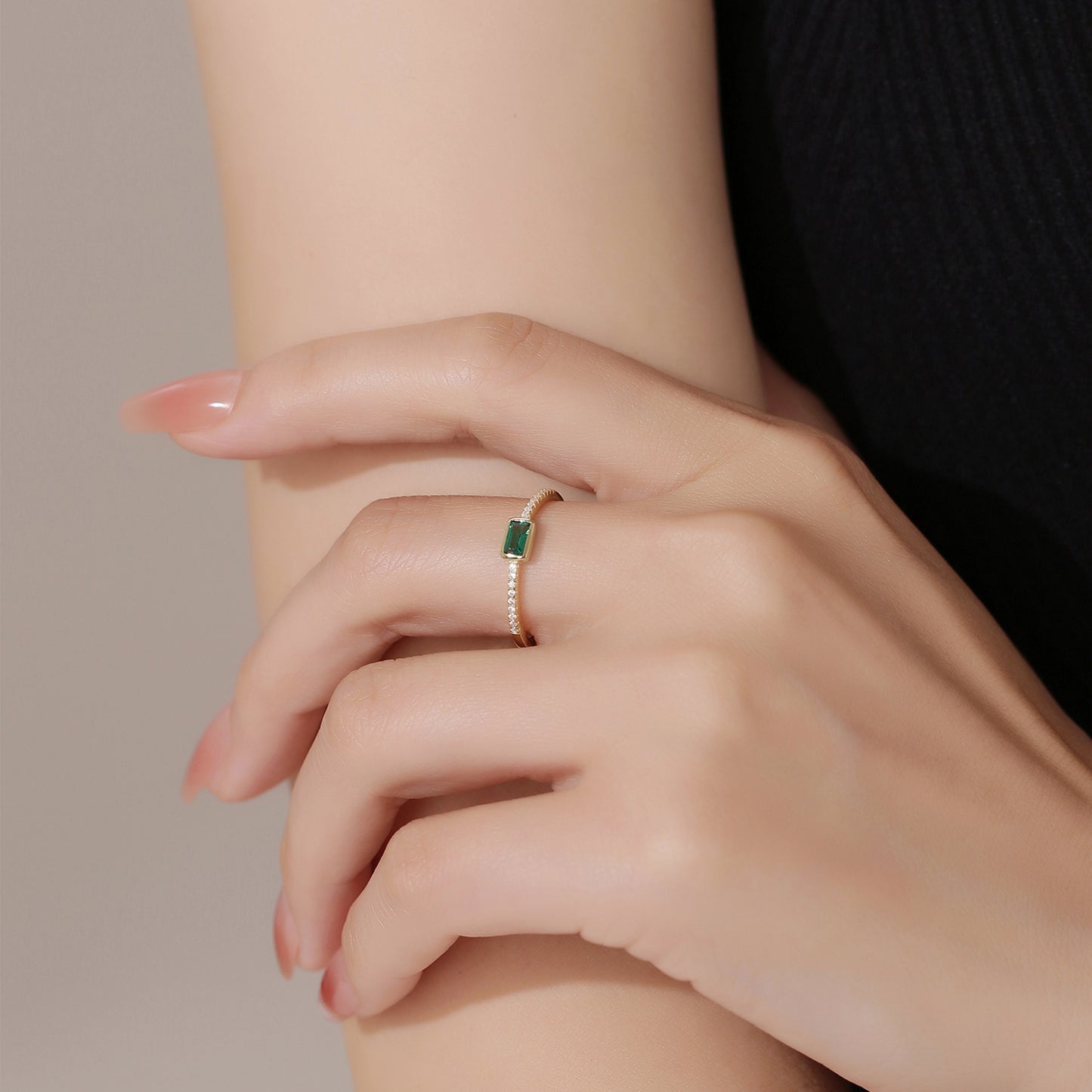 Sky Emerald Gemstone Petite Ring