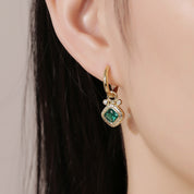 Ash Emerald Solitaire Trendy Hoop Earrings