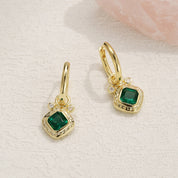 Ash Emerald Solitaire Trendy Hoop Earrings