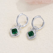 Ash Emerald Solitaire Trendy Hoop Earrings