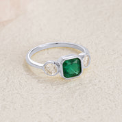 Ben Three Stone Emerald Engagement Ring