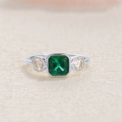 Ben Three Stone Emerald Engagement Ring