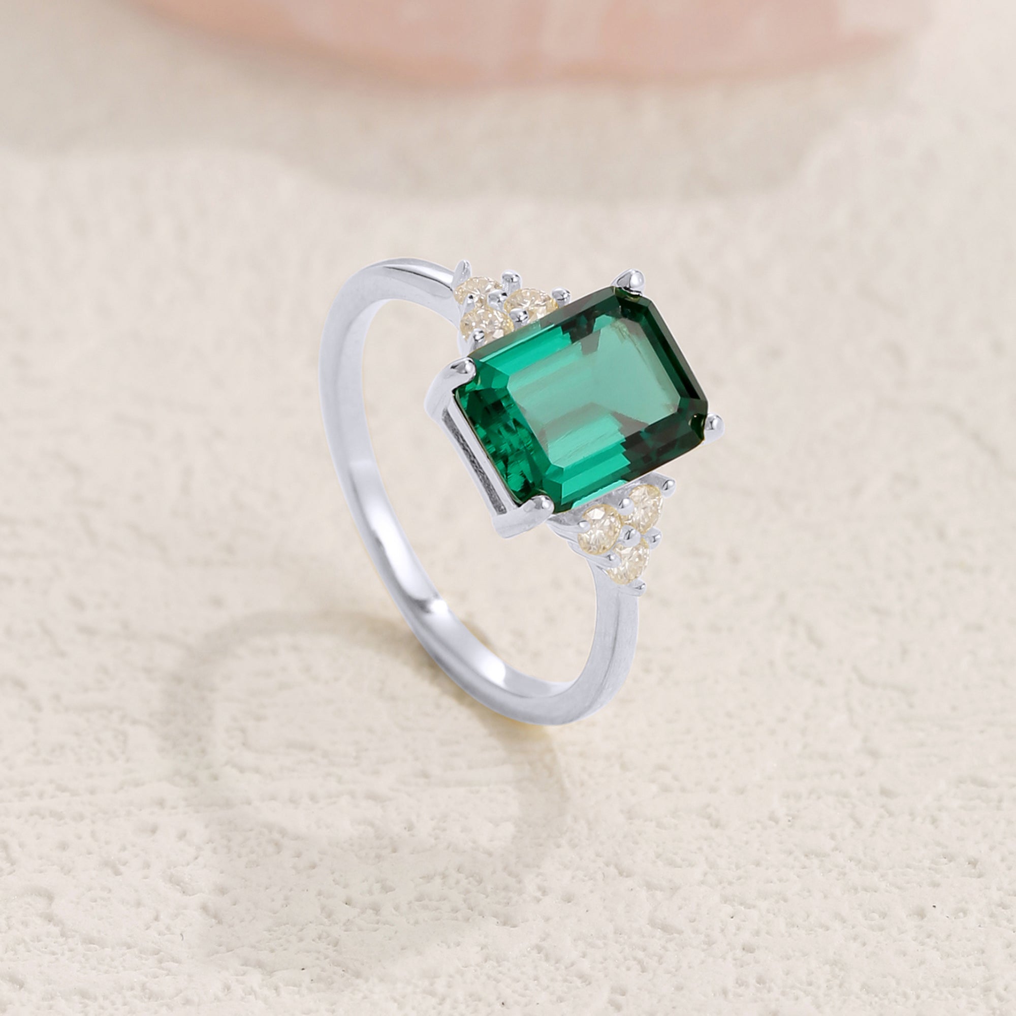 Ema Emerald Solitaire Engagement Ring