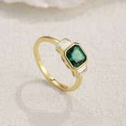 Rex Three Stone Emerald Engagement Ring