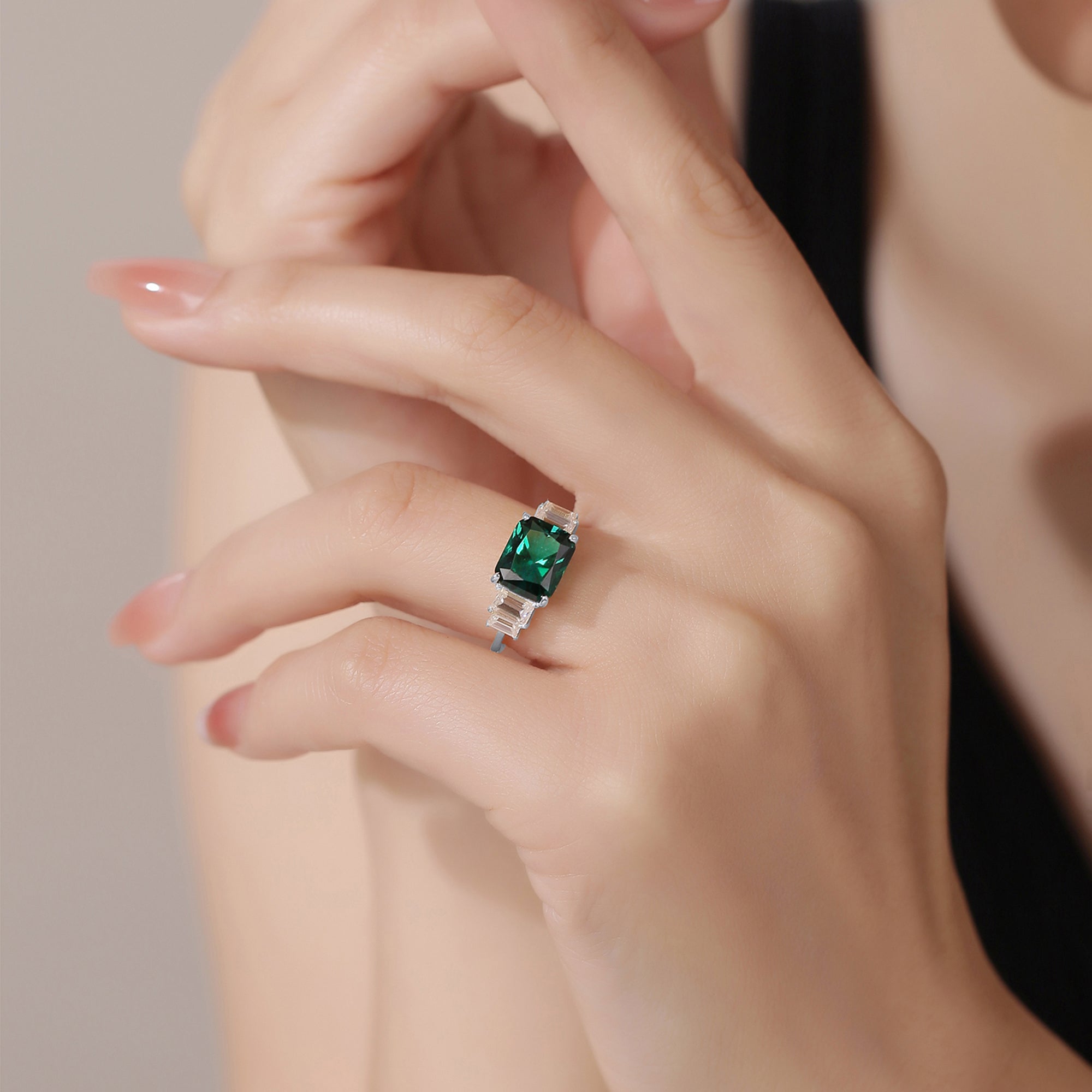 Lee Five Stone Emerald Engagement Ring