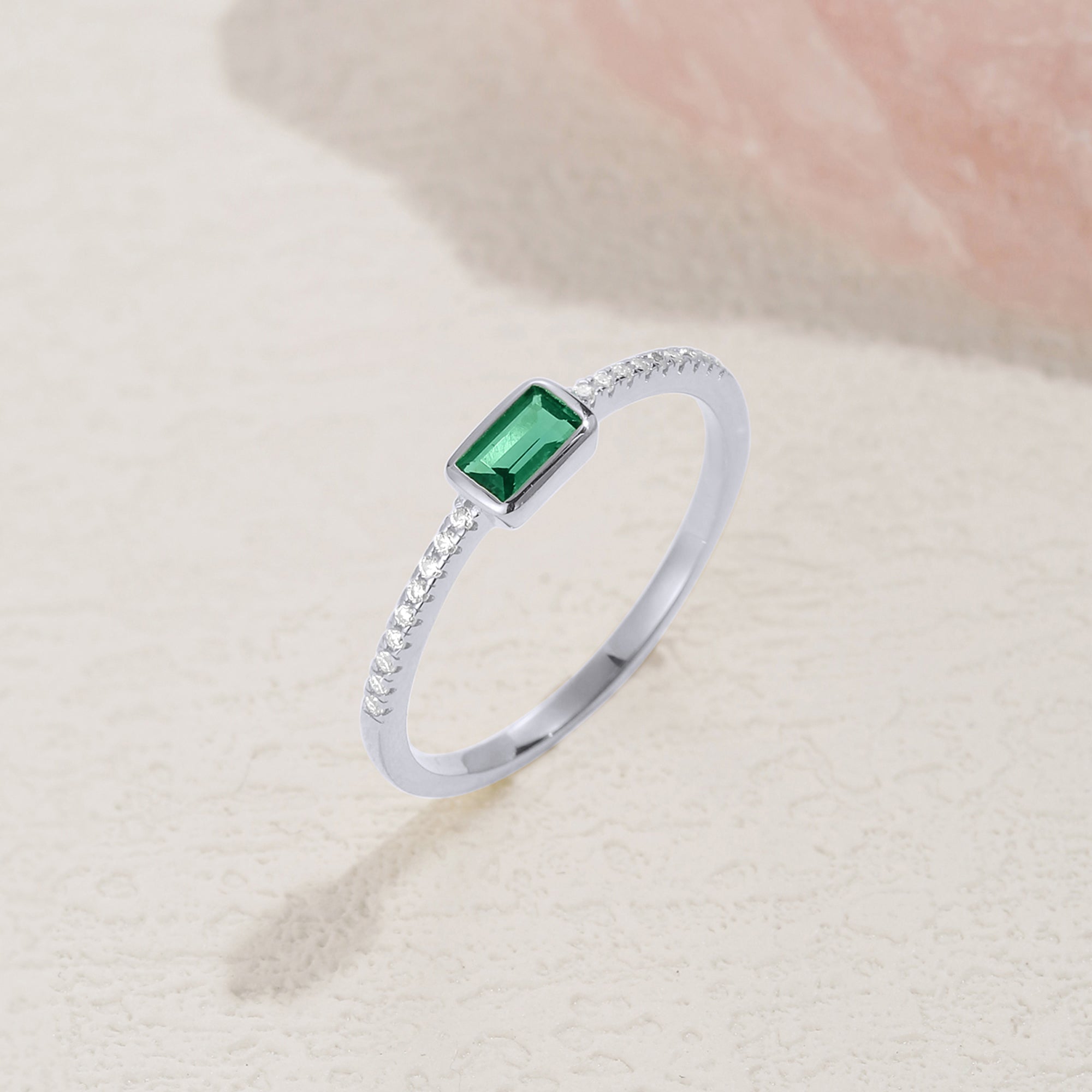 Sky Emerald Gemstone Petite Ring