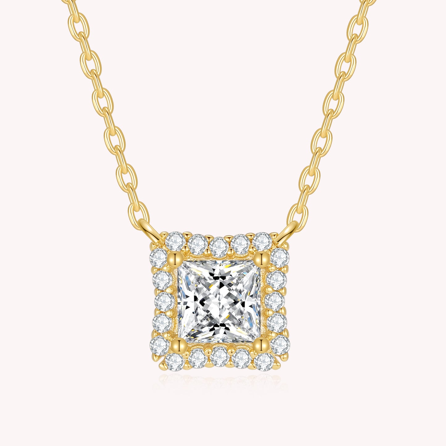 Princess Moissanite Diamond Necklace