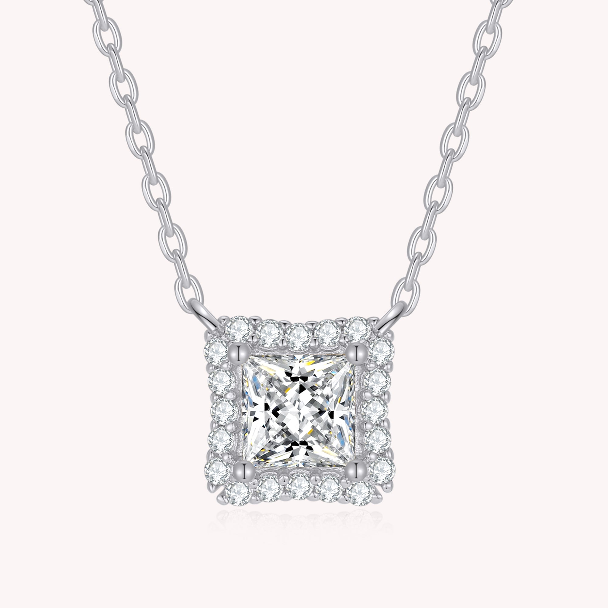 Princess Moissanite Diamond Necklace