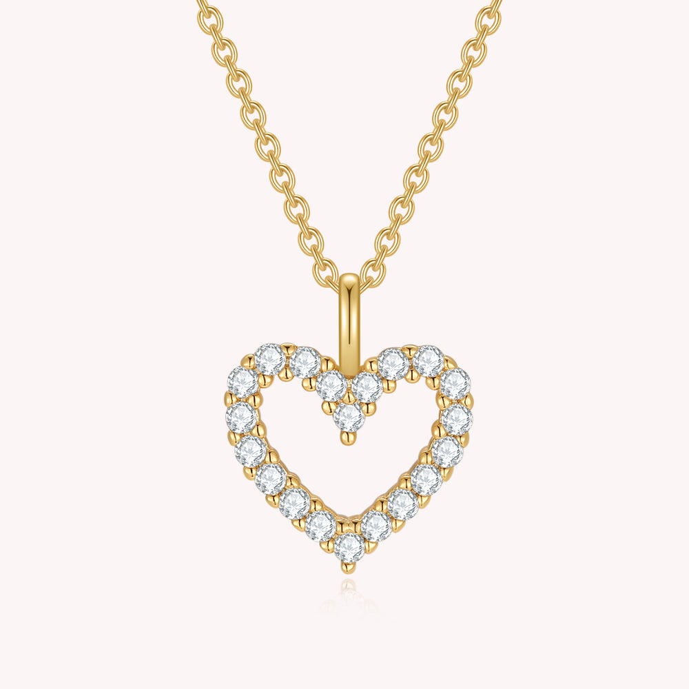 Open Heart Moissanite Diamond Necklace