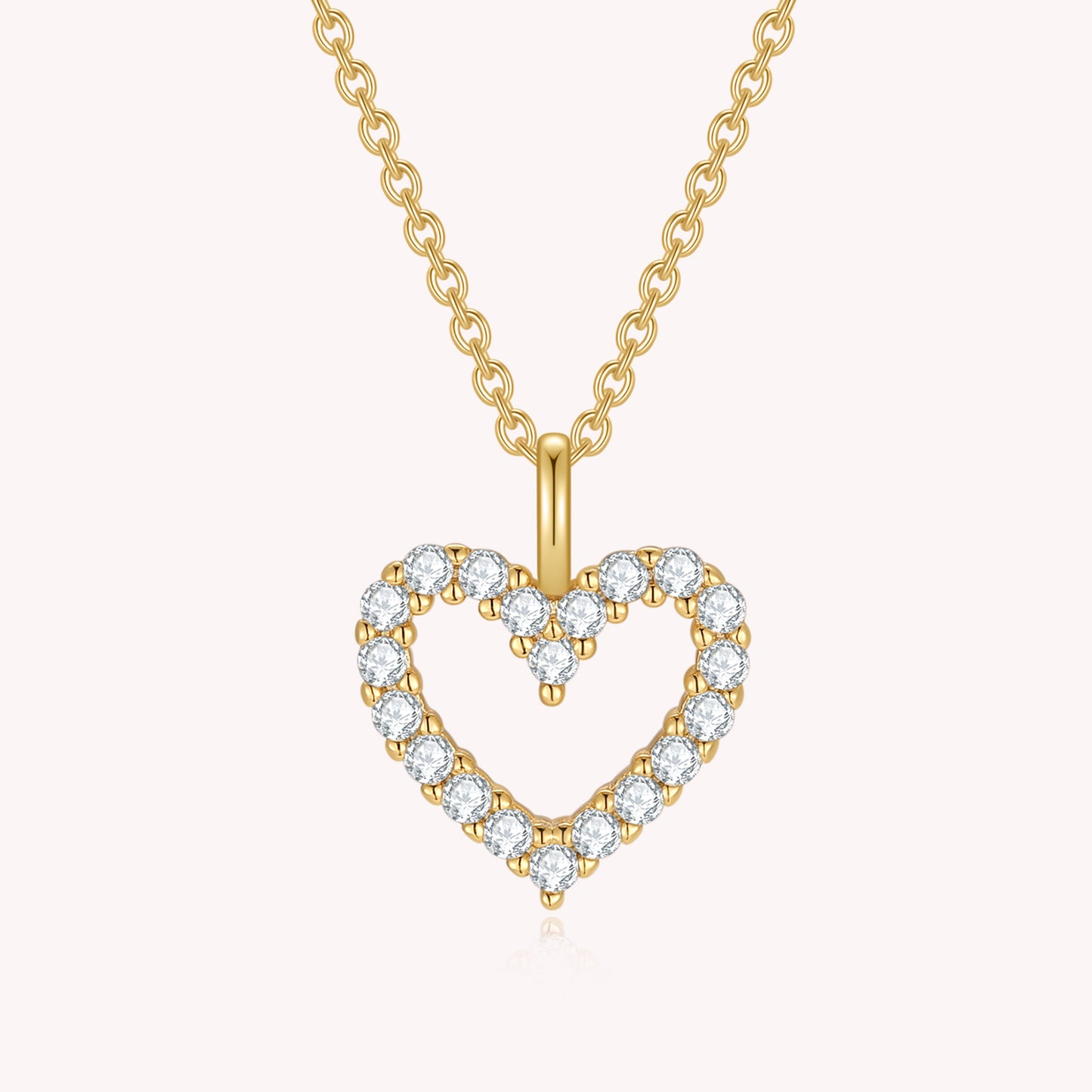 Open Heart Moissanite Diamond Necklace