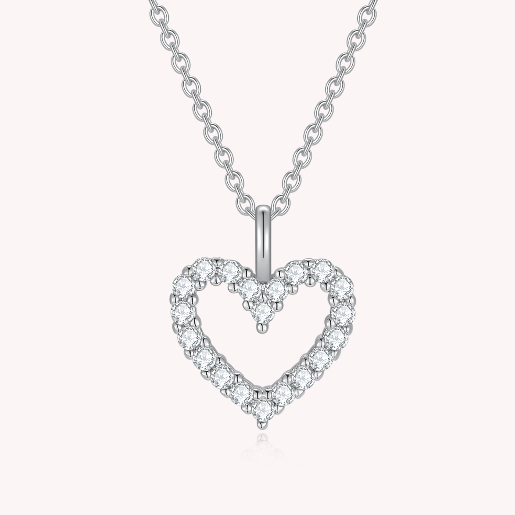 Open Heart Moissanite Diamond Necklace