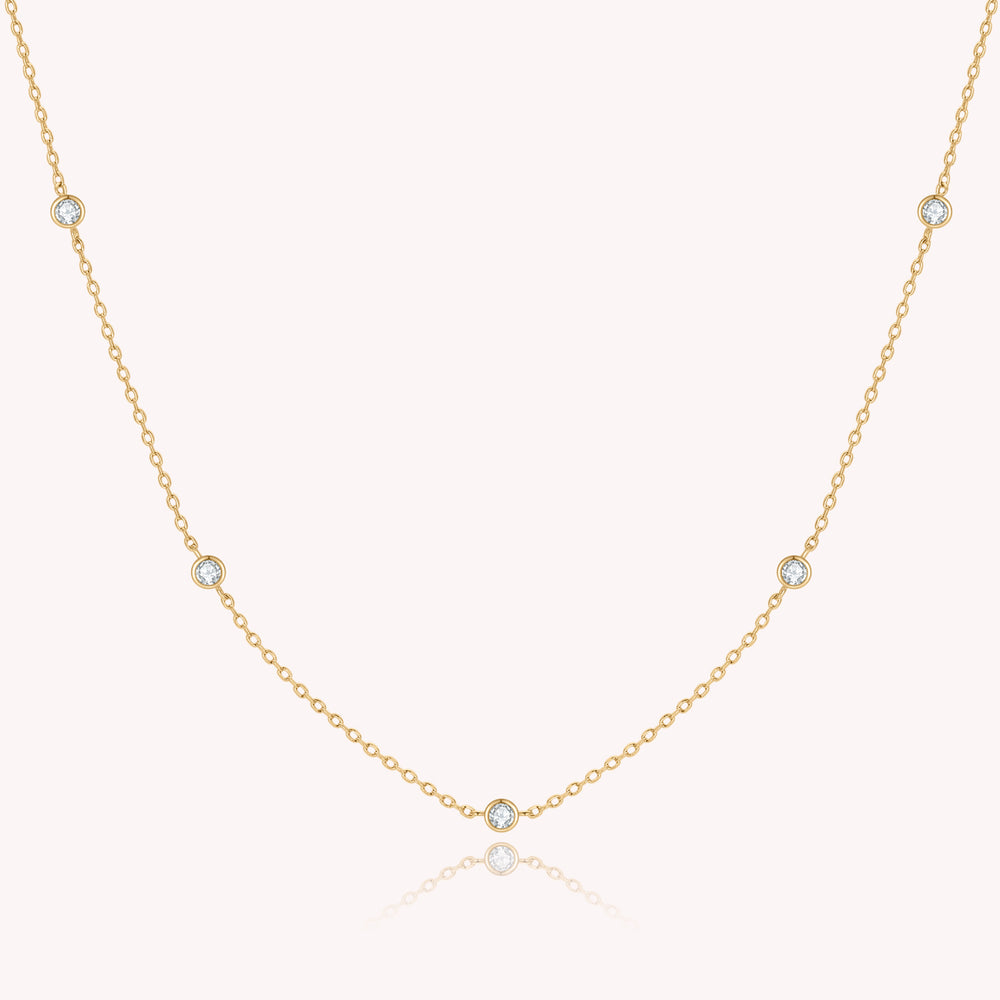 Five Stone Station Moissanite Diamond Necklace