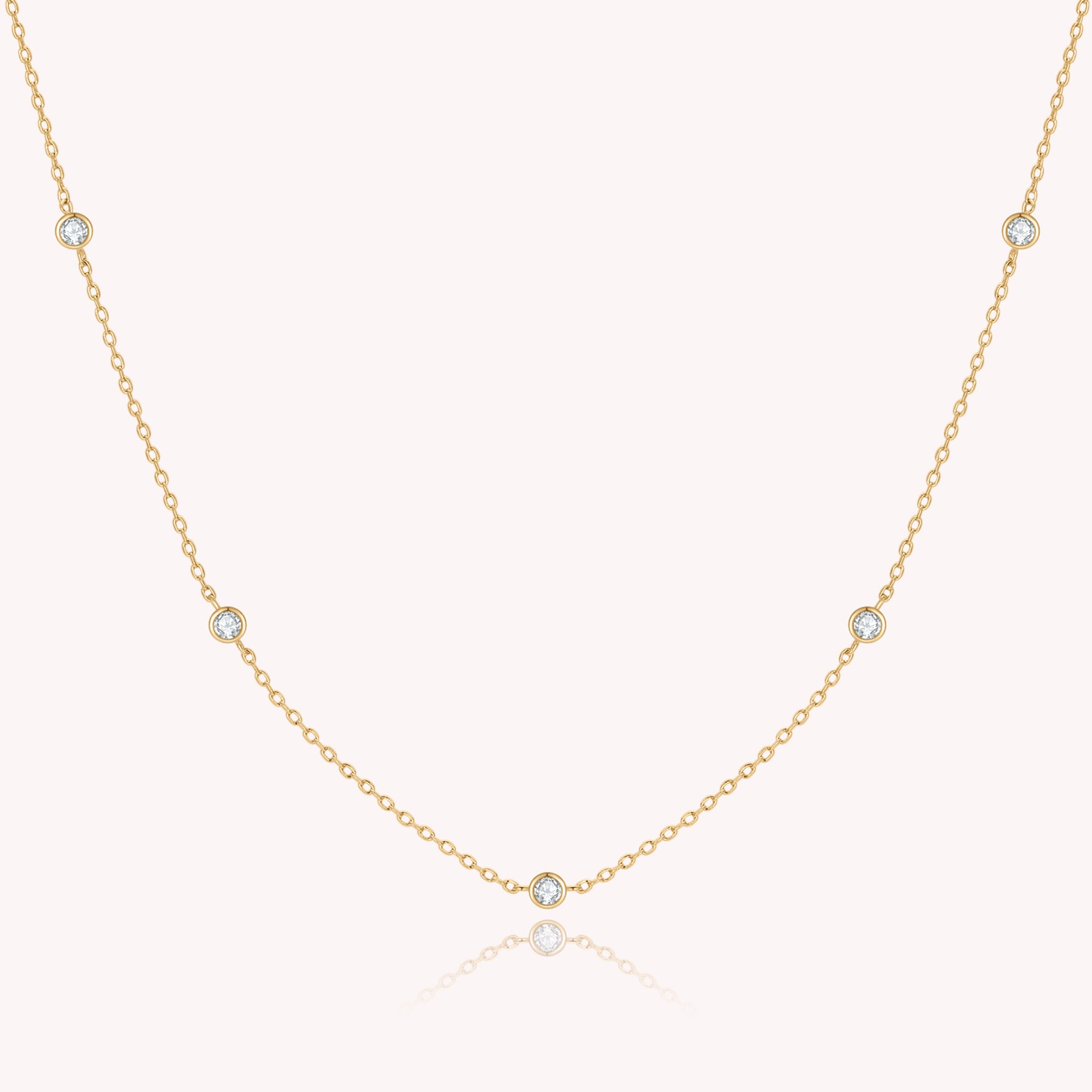 Five Stone Station Moissanite Diamond Necklace