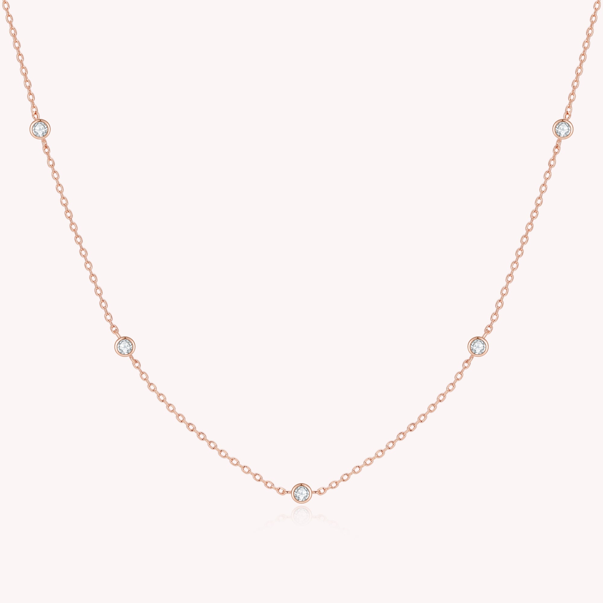 Five Stone Station Moissanite Diamond Necklace