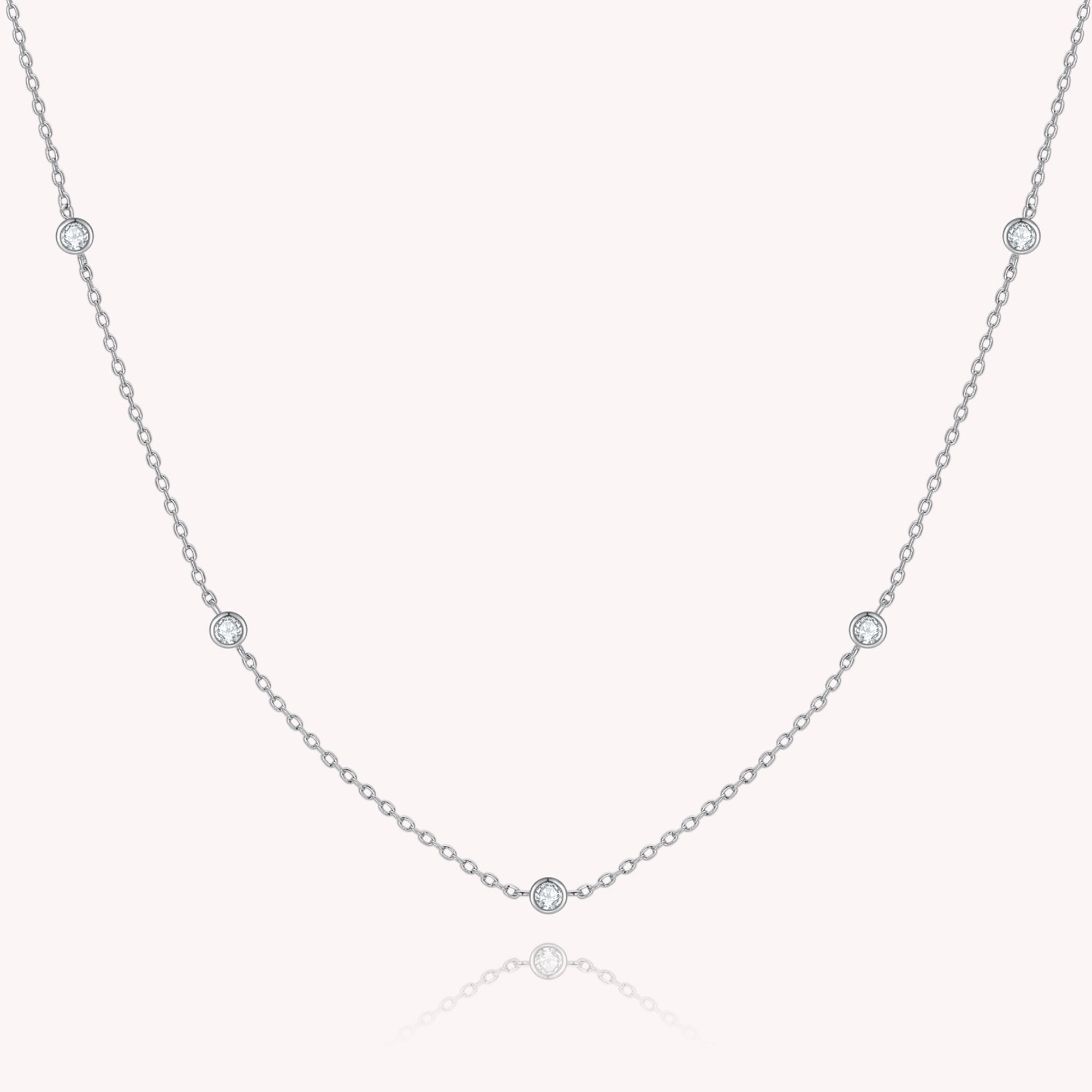 Five Stone Station Moissanite Diamond Necklace