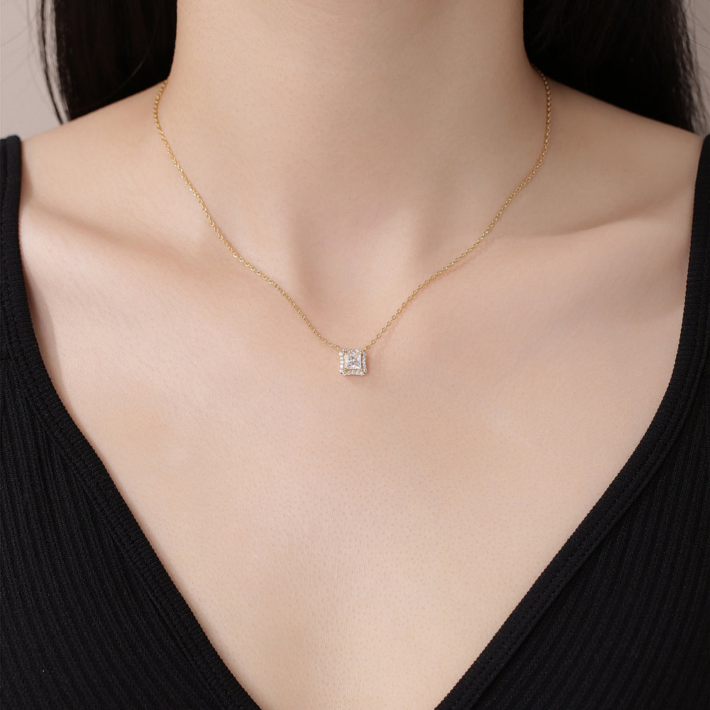 Princess Moissanite Diamond Necklace