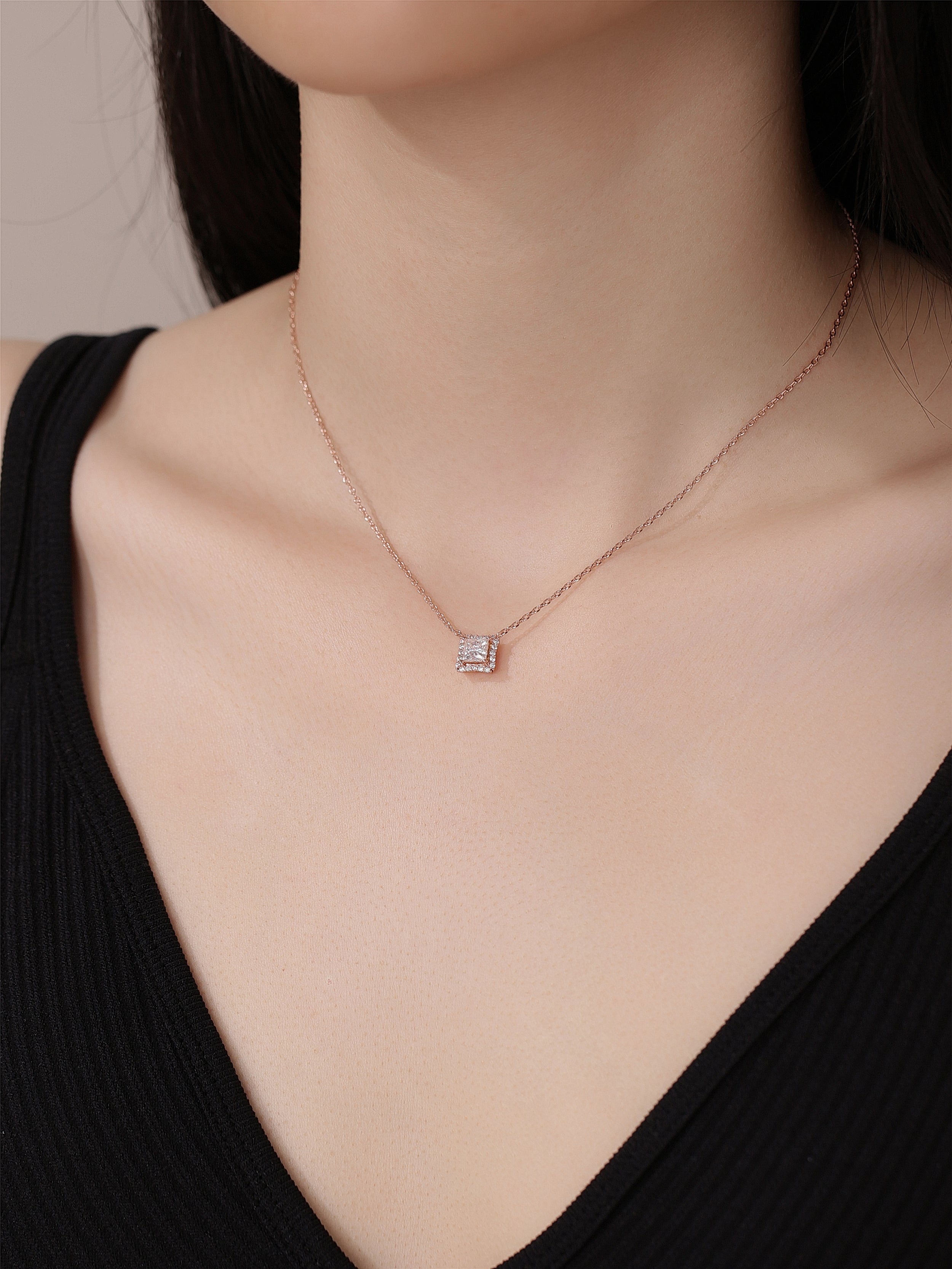 Princess Moissanite Diamond Necklace