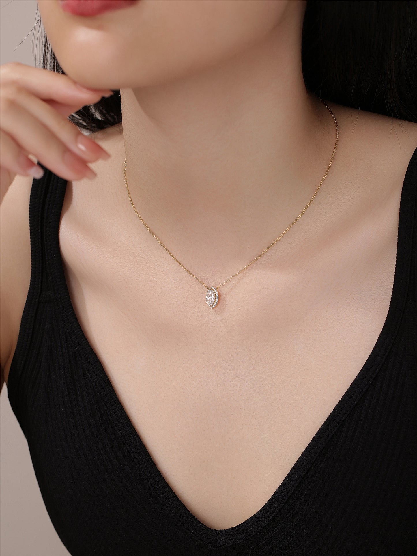 Marquise Moissanite Diamond Necklace