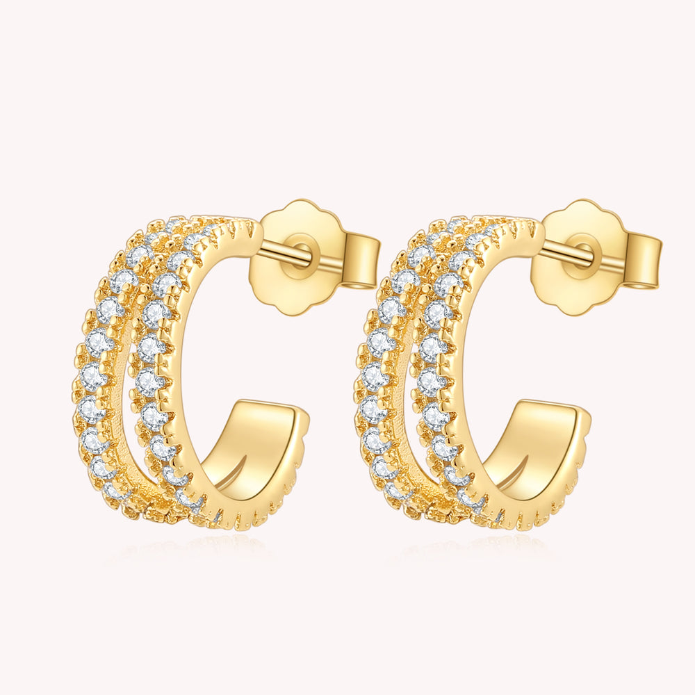 Double Row Diamond Earrings