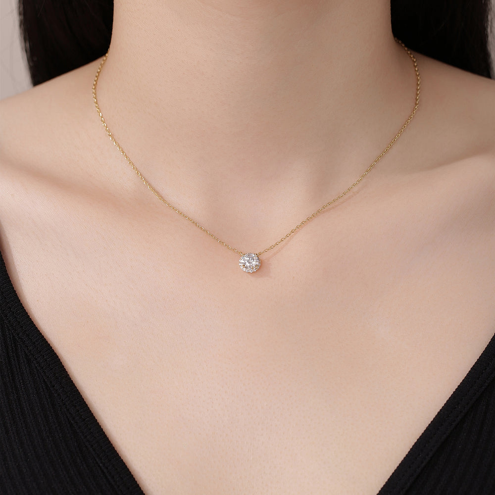 Round Moissanite Diamond Necklace