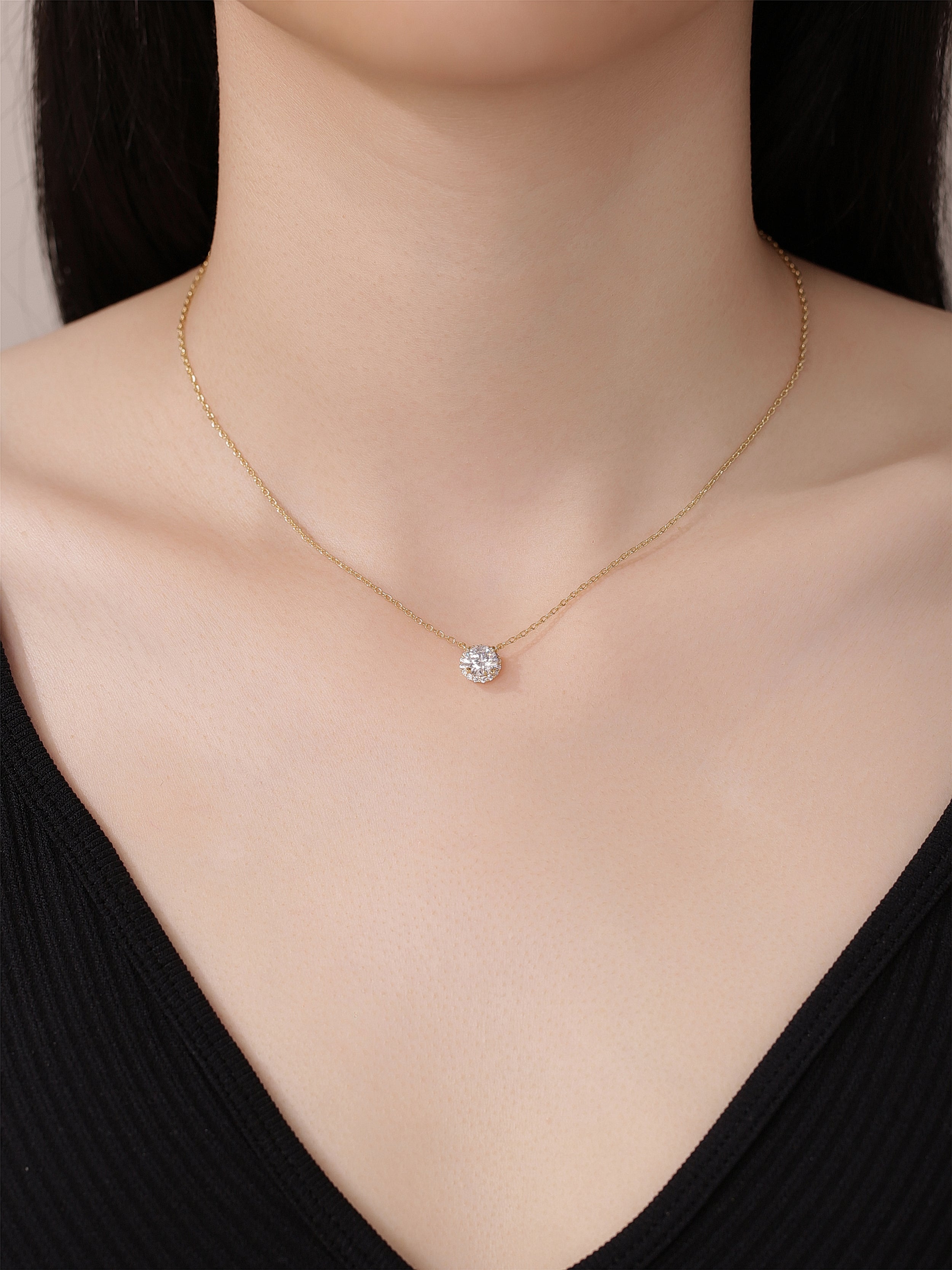 Round Moissanite Diamond Necklace