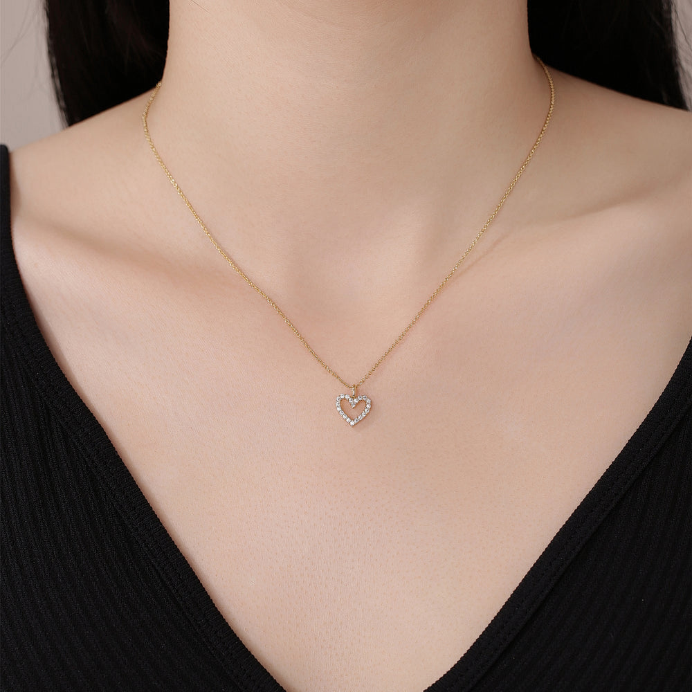 Open Heart Moissanite Diamond Necklace