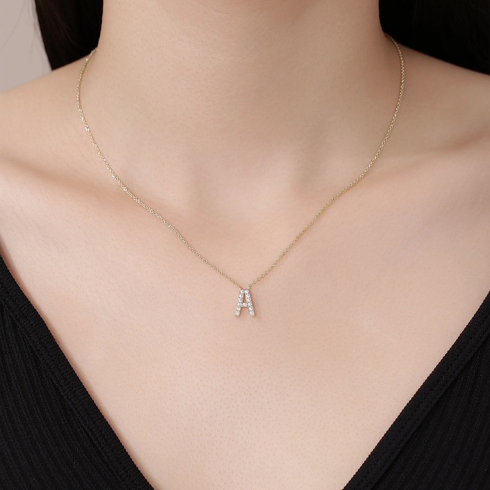 AFFY Moissanite Diamond Alphabet's Letter's Necklaces