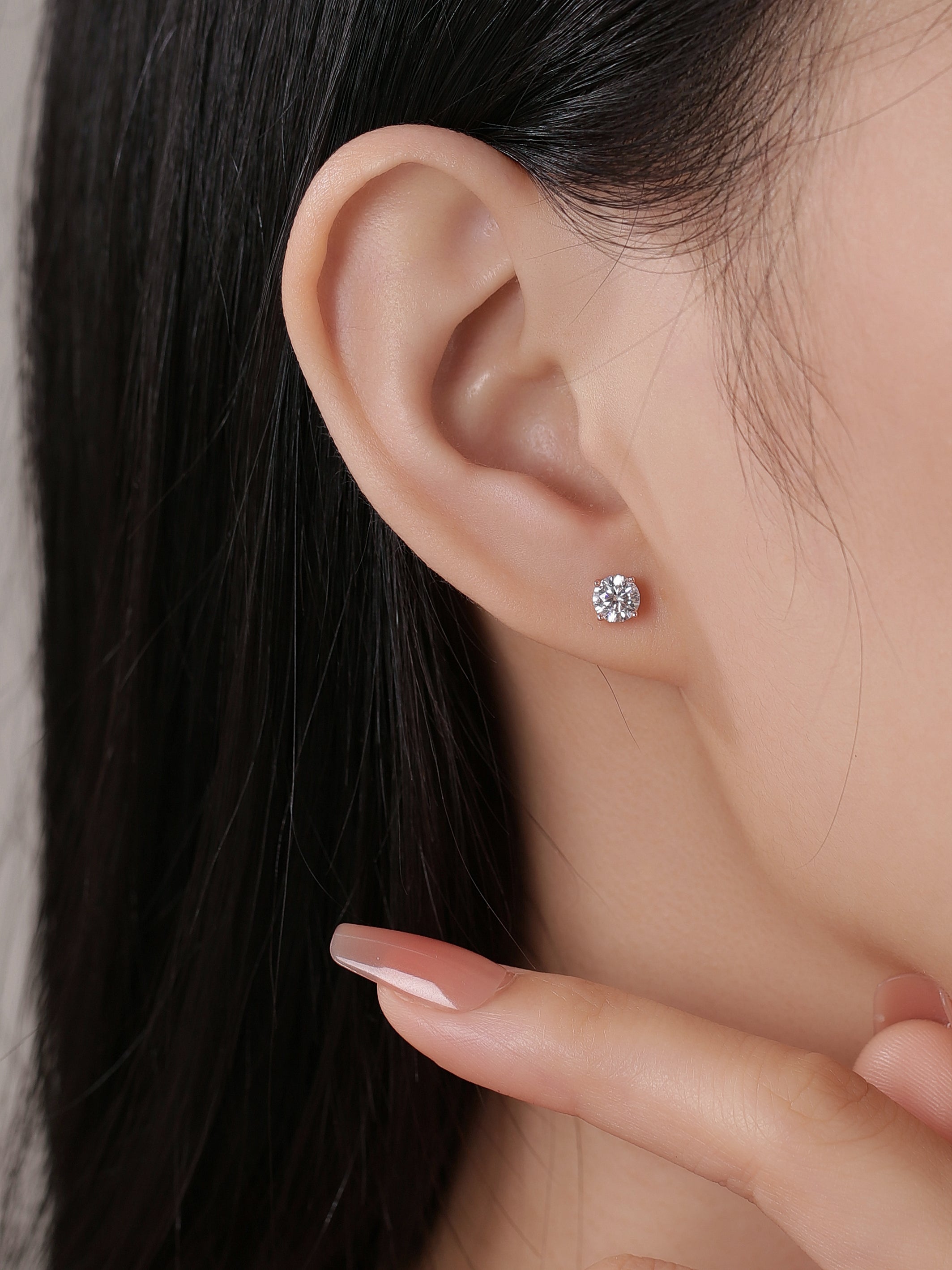 Moissanite Diamond 10K Gold Post Stud Earrings