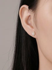 Pear & Round Moissanite Diamond Stud Earrings