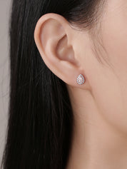 Pear & Round Moissanite Diamond Stud Earrings