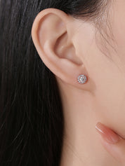 Halo Moissanite Stud Earrings