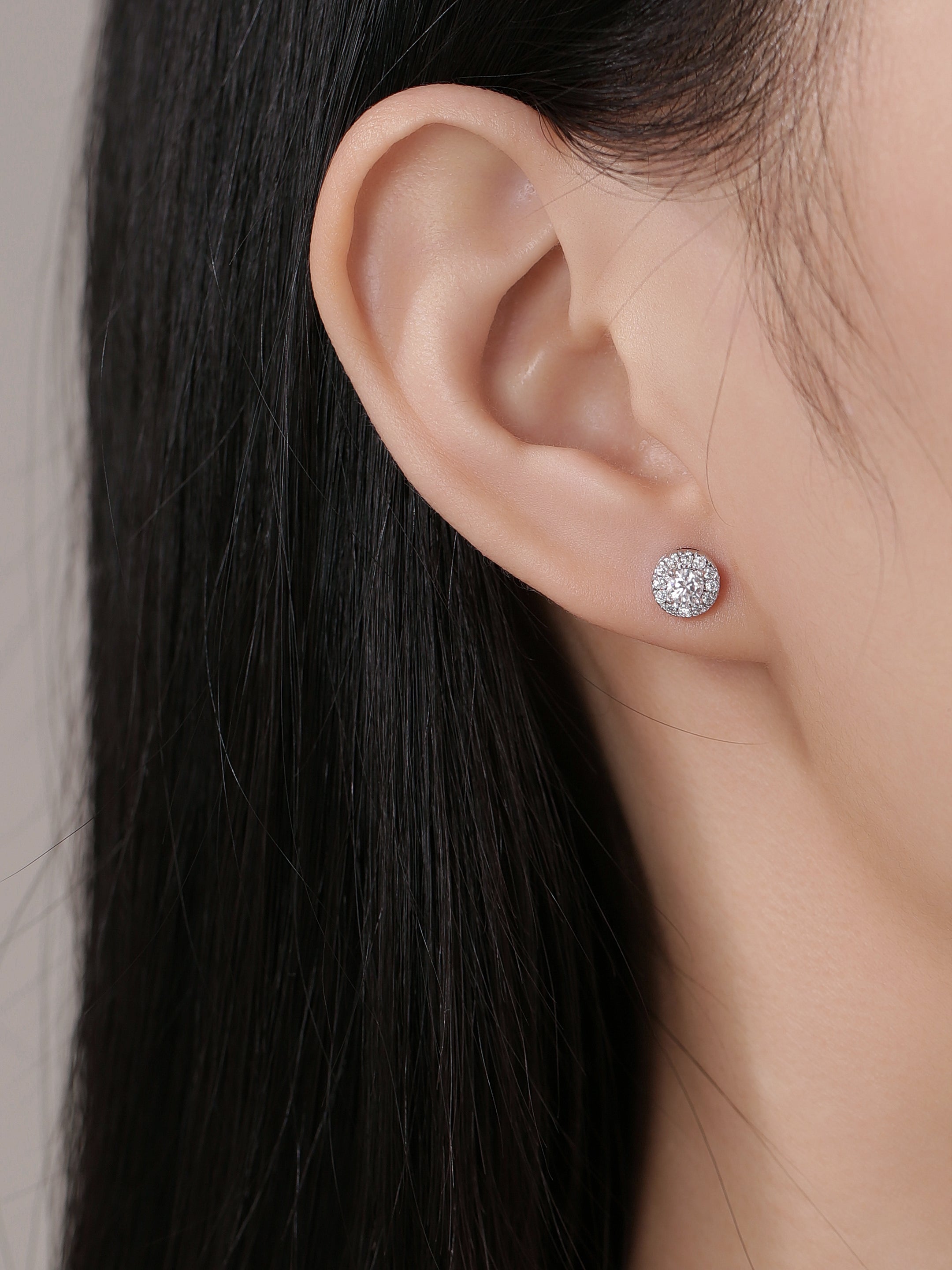 Halo Moissanite Stud Earrings