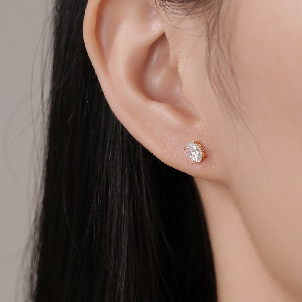 Oval Cut Solitaire Studs Earrings