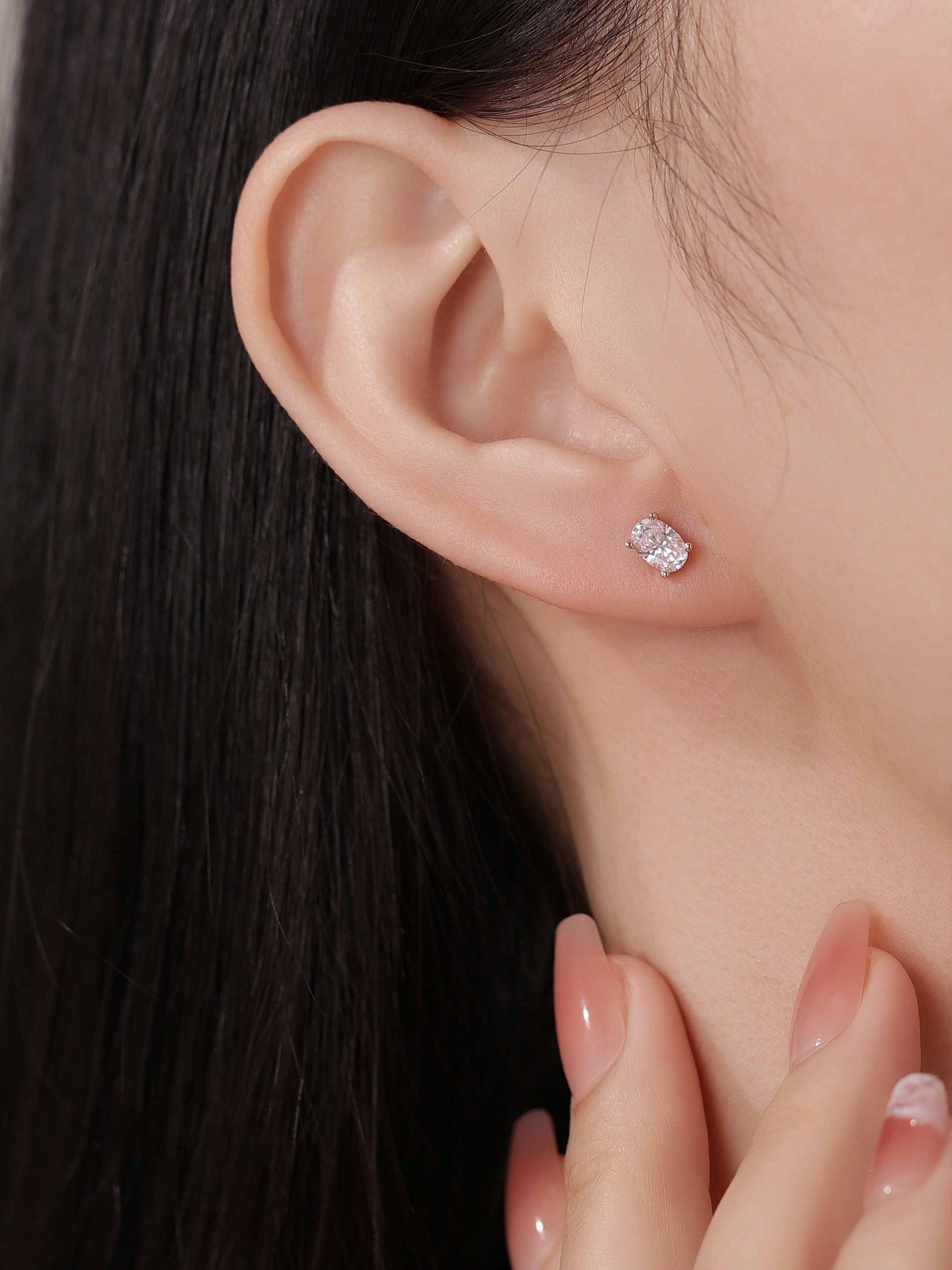 Oval Cut Solitaire Studs Earrings