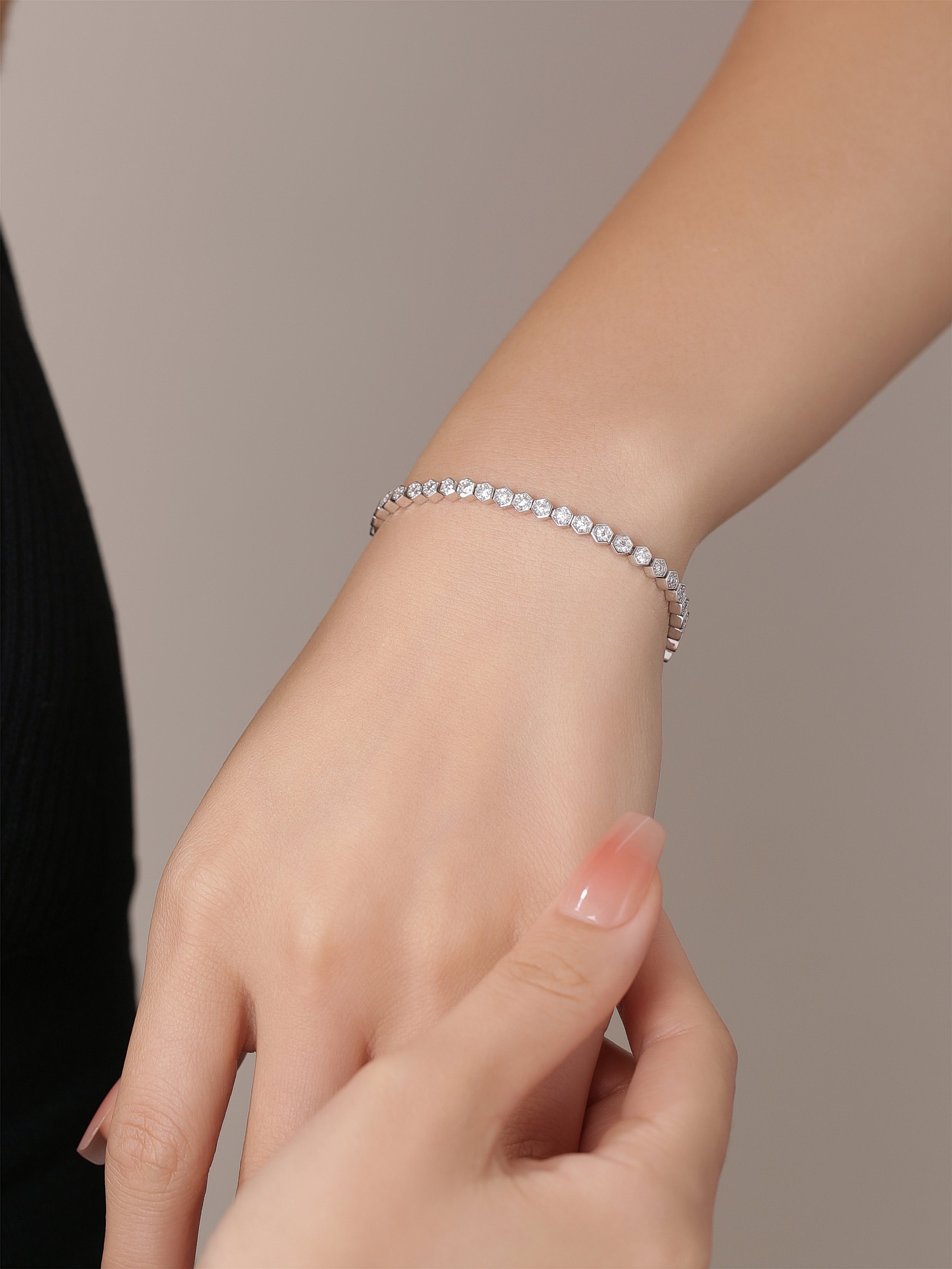 Hexagon Shape Moissanite Tennis Bracelet